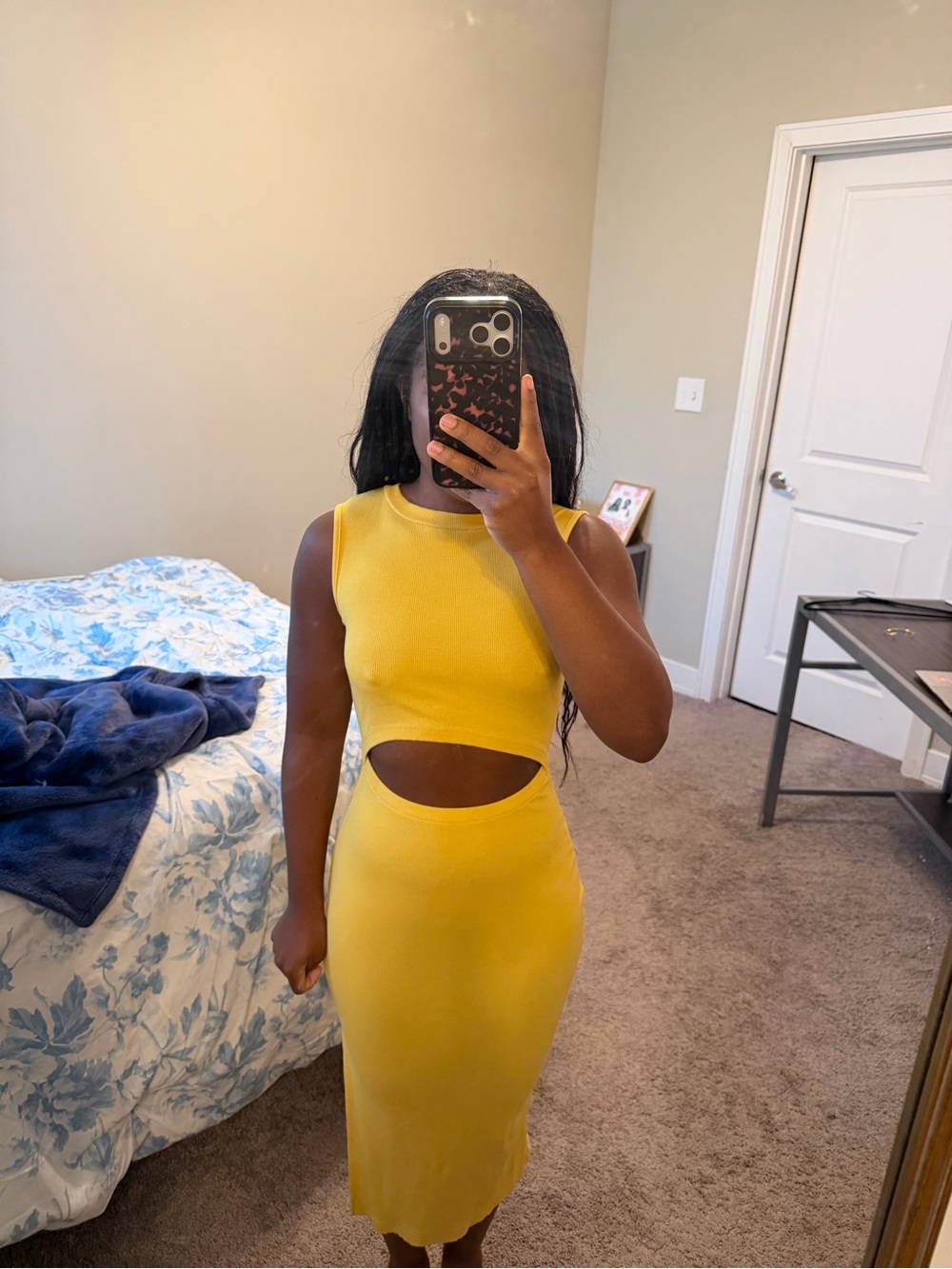 Peppermayo Yellow Cutout Midi Dress